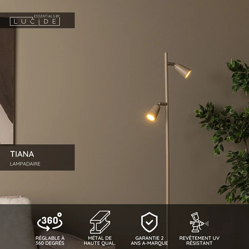 Lucide TIANA - Lampadaire - 2xGU10 - Taupe | Essential - USP